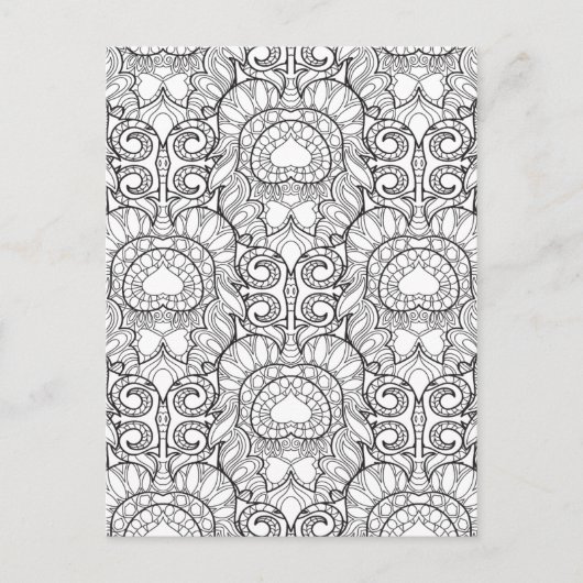 Peacock Feather Pattern Doodle Postkarte (Vorderseite)