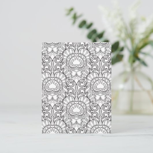 Peacock Feather Pattern Doodle Postkarte (Stehend Vorderseite)