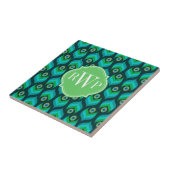 Peacock Feather Pattern Monogram Personalisiert Fliese (Seite)