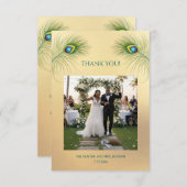 Peacock Feather Photo Wedding Thank You Card Dankeskarte (Vorne/Hinten)
