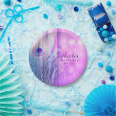Peacock Feather Pink & Blue Boho Chic Custom Party Pappteller (Party)