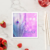 Peacock Feather Pink & Blue Boho Chic Custom Party Serviette (Beispiel)