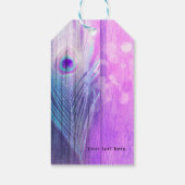 Peacock Feather Pink & Blue Boho Chic Gastgeschenk Geschenkanhänger (Rückseite)
