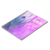Peacock Feather Pink & Blue Boho Chic Glam Custom Notizblock (Linke Seite)