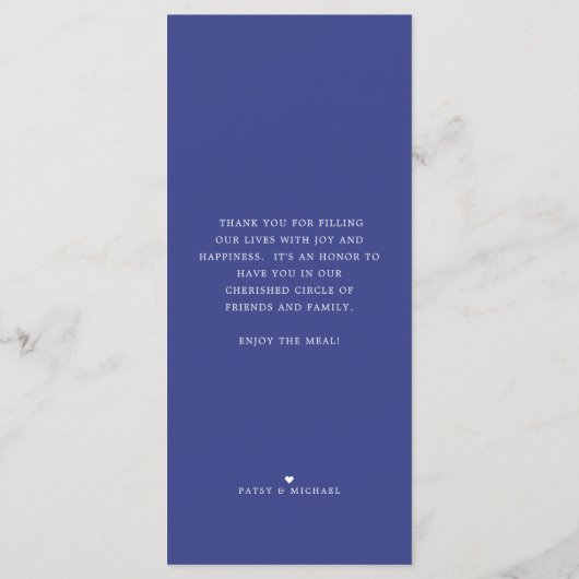 Peacock Feather Poise | Abendmenü Menükarte (Rückseite)