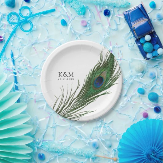 Peacock Feather Poise | Hochzeitsveranstaltung Pappteller (Party)