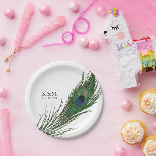 Peacock Feather Poise | Hochzeitsveranstaltung Pappteller (Party)