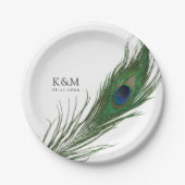 Peacock Feather Poise | Hochzeitsveranstaltung Pappteller (Vorderseite)
