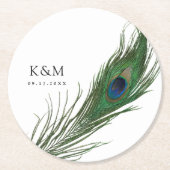 Peacock Feather Poise | Hochzeitsveranstaltung Runder Pappuntersetzer (Vorderseite)