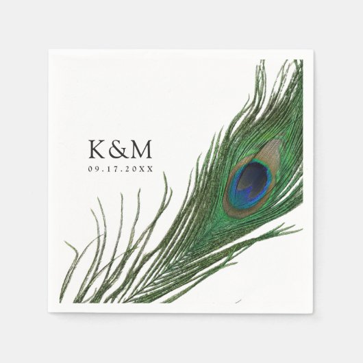 Peacock Feather Poise | Hochzeitsveranstaltung Serviette (Vorderseite)