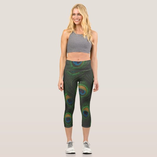 Peacock Feather Print Leggings (Vorderseite)