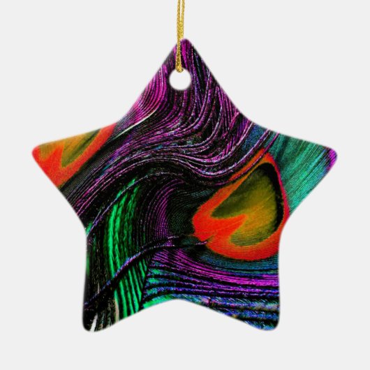 Peacock feather rainbow keramik ornament (Vorne)