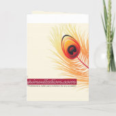 Peacock Feather Red Wedding geklappte Einladung (Rückseite)