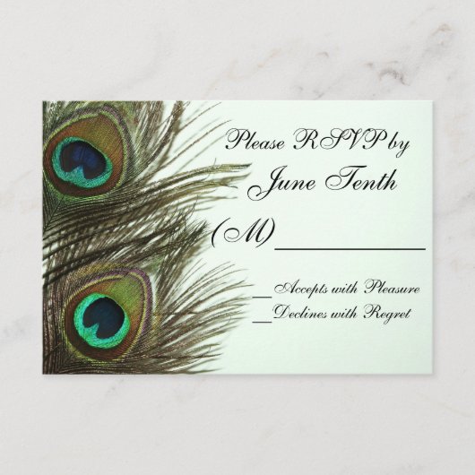 Peacock Feather RSVP-Karte RSVP Karte (Vorderseite)