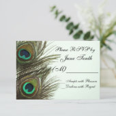 Peacock Feather RSVP-Karte RSVP Karte (Stehend Vorderseite)