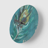 Peacock Feather Runde Wanduhr (Winkel)