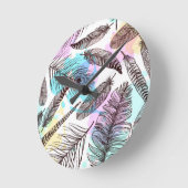 Peacock Feather Runde Wanduhr (Winkel)
