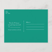 Peacock Feather Sand und Aquamarin Boho Save the D Ankündigungspostkarte (Rückseite)