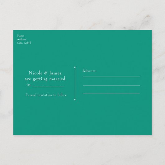 Peacock Feather Sand und Aquamarin Boho Save the D Ankündigungspostkarte (Rückseite)