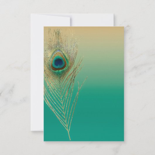 Peacock Feather Sand und Aquamarine Boho Tischnumm Einladung (Rückseite)