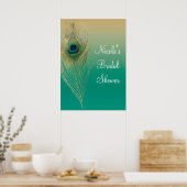 Peacock Feather Sand und Aquamariner Boho Glam Ban Poster (Küche)