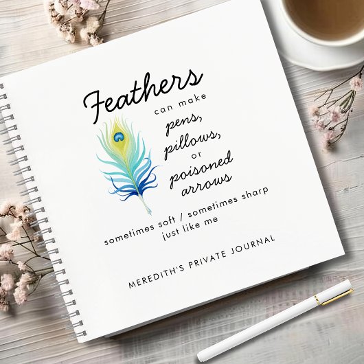 Peacock Feather Sassy Motivational Quote Journal Notizblock