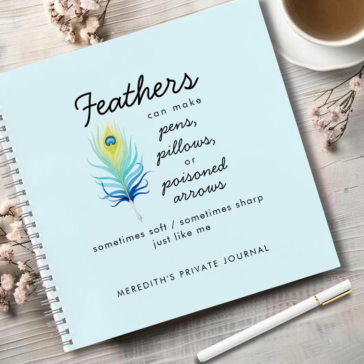 Peacock Feather Sassy Motivational Quote Journal Notizblock