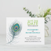Peacock Feather Save the Date (Stehend Vorderseite)