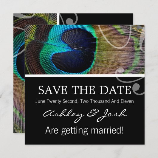 Peacock Feather Save the Date lädt (Vorne/Hinten)