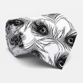 Peacock Feather Schwarz-weiß Mens Necktie Krawatte (Gerollt)