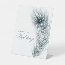 Peacock Feather Script Willkommen bei Wedding Sockelschild