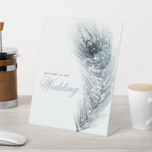 Peacock Feather Script Willkommen bei Wedding Sockelschild (In SItu)