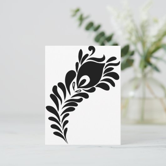 Peacock Feather-Silhouette Postkarte (Stehend Vorderseite)