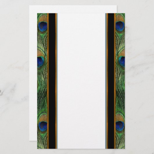 Peacock Feather Stationery Briefpapier (Vorne/Hinten)