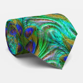 Peacock Feather Swirl Abstrakt Aqua Grüne Krawatte (Gerollt)