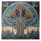 Peacock Feather Symbolismus Belle Epoque Art Deco Fliese (Vorderseite)