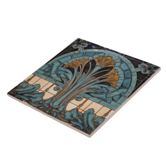 Peacock Feather Symbolismus Belle Epoque Art Deco Fliese (Seite)