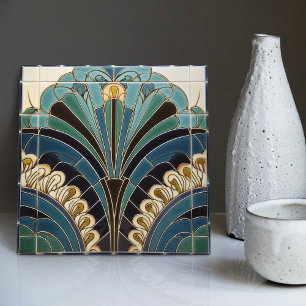 Peacock Feather Symbolismus Belle Epoque Art Deco Fliese