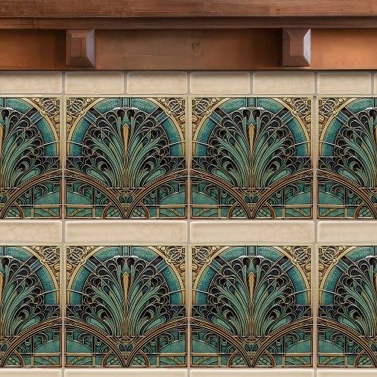 Peacock Feather Symbolismus Belle Epoque Art Deco Fliese