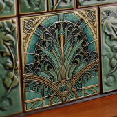 Peacock Feather Symbolismus Belle Epoque Art Deco Fliese