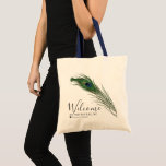 Peacock Feather Themed Tote Bag Tragetasche<br><div class="desc">Matching wedding bags for the peacock feather poise wedding suite featuring your unique wedding day information.</div>