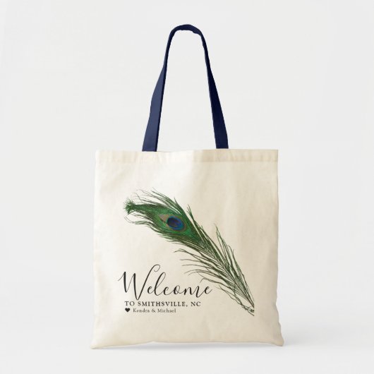 Peacock Feather Themed Tote Bag Tragetasche (Vorne)