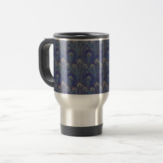 Peacock Feather Travel Mug Reisebecher (Vorderseite Links)