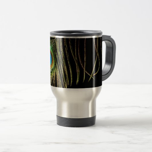 Peacock Feather Travel Mug Reisebecher (VorderseiteRechts)