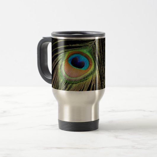 Peacock Feather Travel Mug Reisebecher (Vorderseite Links)