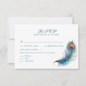 Peacock Feather Tropical Blume Hochzeit RSVP Card Dankeskarte (Vorderseite)