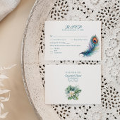 Peacock Feather Tropical Blume Hochzeit RSVP Card Dankeskarte