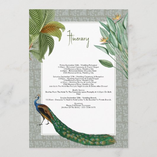 Peacock Feather Tropical Wedary Programm (Rückseite)