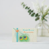 Peacock feather türkis orange Auge einfangen Visitenkarte (Stehend Vorderseite)