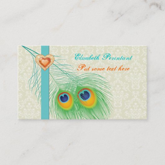 Peacock feather türkis orange Auge einfangen Visitenkarte (Vorderseite)
